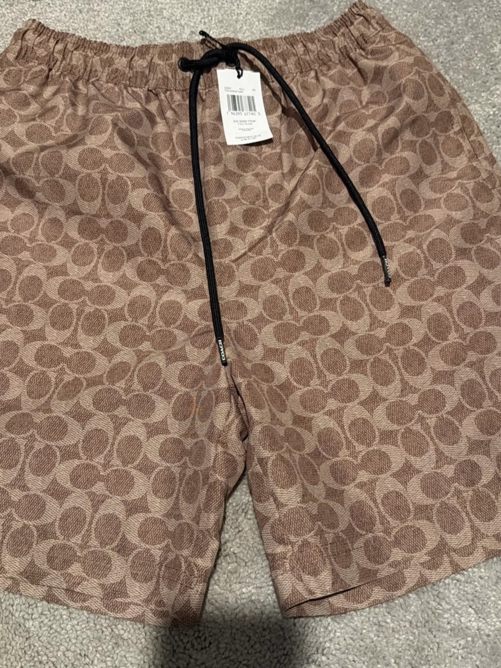 Coach Men’s Brown Monogram Swim Trunks